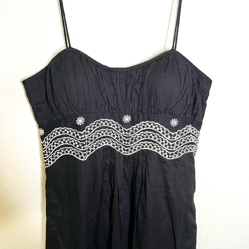 Y2K vintage Eliza J Black and White sundress embroidered empire waist dress  10 - Picture 4 of 8